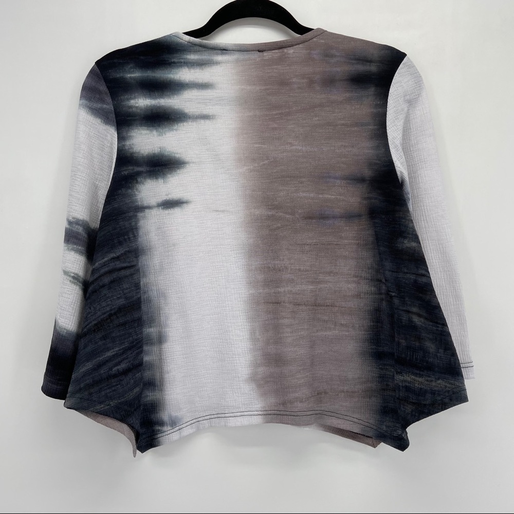 Alembika Brown White Black Asymmetrical Hem Top - Picture 3 of 5